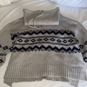 Grey and blue turtleneck sweater